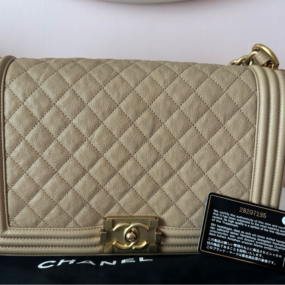 Chanel Beige Quilted Women's Boy Bag